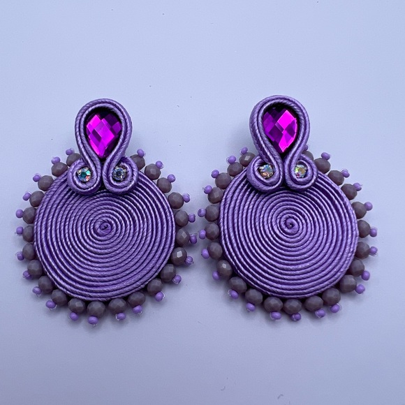 Light Purple Elegant Glam Earrings - Evening Stylish Earrings - Trendy Earrings - Picture 2 of 9